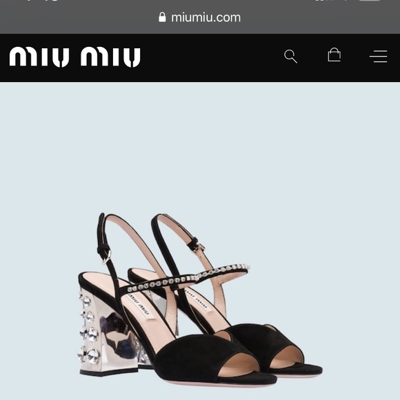 Miu Miu Crystal Suede Sandal - Picture 4 of 5